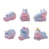Hippo Statue Cute Dashboard Ornament Tiny Hippo Figurines Cartoon Animal Art Crafts Miniature Resin Sculpture Decoration