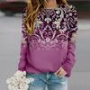 Tops For Women Antique Tree Leaves Print Round Neck Long Sleeve T-shirt Fall Casual Slim Pullover Women's Long Sleeve Top