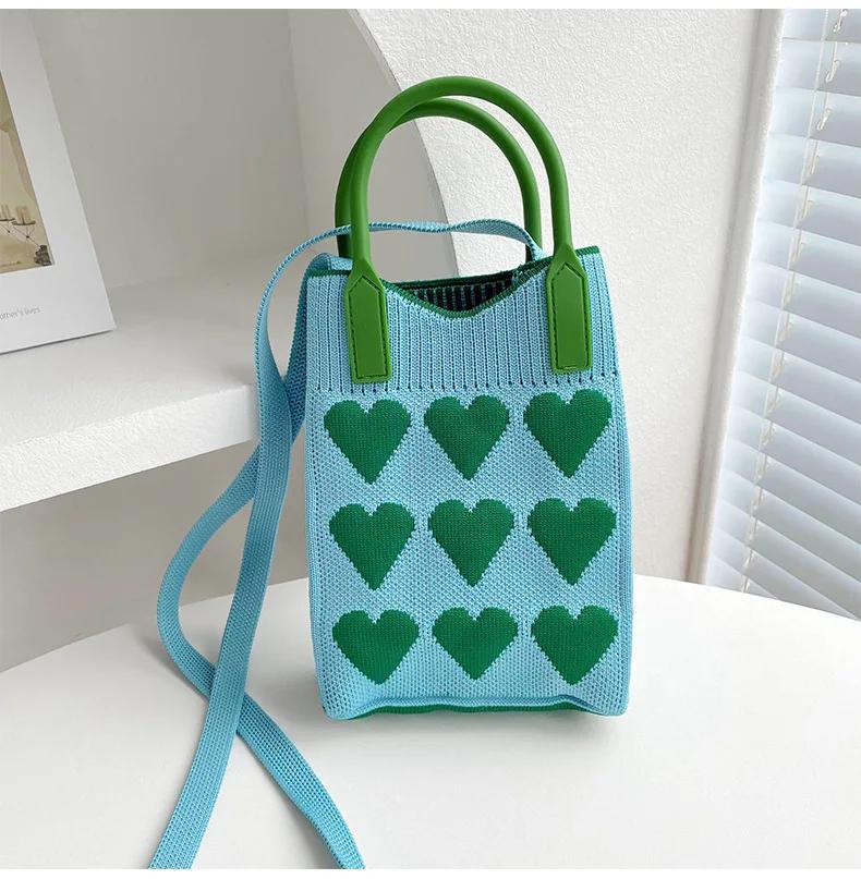 Fashion Heart Mini Square Handbag for Women Small Mobile Phone Shoulder Bags Girls Cute Outdoor Crossbody Bags