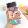 Cute Cartoon Chainsaw Man Pattern Case For Samsung Galaxy Z Flip 3 4 5g Funda Z Flip3 Clear Pc Hard Shockproof Phone Coque Shell