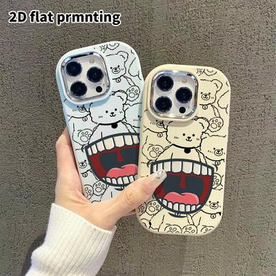Чехол для телефона: 2D плоский дизайн, подходящий для защитного чехла iPhone 18 17 16 15 14 13 Pro, стиль для пары, мультяшные лица, подарки на Рождество и Хэллоуин