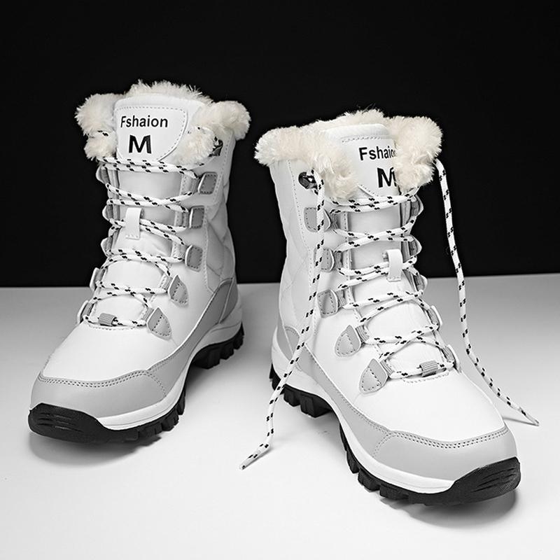 NEW Winter Snow Boots Women Plush Lining Outdoor Sport Shoes Waterproof Mountaine Shoes Anti Slip Trekking Shoes Women