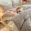 Thickened Milk Fleece Four-Piece Set, Fleece Quilt Cover, Bedding, Coral Flannel Bed Sheet Three-Piece Set