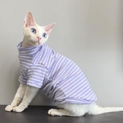 Модная эластичная одежда для кошек сфинксов, мягкий теплый полосатый комбинезон для кошек, одежда на две ноги для кошек, базовая футболка для кошек, котенка