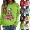 Women's Fashion Casual Long Sleeve Solid Color Christmas Printed Round Neck Top Sweatshirt