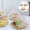 Round Picnic Vegetable Proof Bug Mosquito Food Woven Tray Dustproof Basket Wicker Net Bamboo Bread With Handmade Fruit