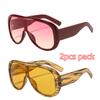 2026 Oversized One-Piece Aviator Sunglasses for Women Integrated Lens Sun Glasses Unisex Retro Shades UV400 Protection Eyewear