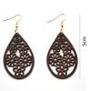 Dangle Earring 1Pair Round Water Drop Organic Beautiful Brown Hollow Exquesite Jewelry Gifts Wood 36 Colors Women Girls African  Handmade
