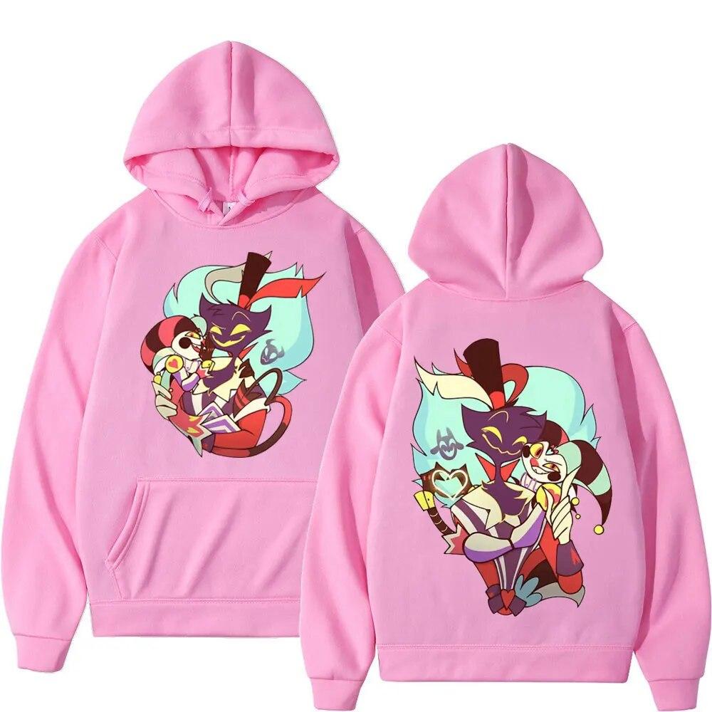 Anime Helluva Boss Double Sided Print Hoodie Unisex Women High Street Fashion Oversized Pullovers Cartoon Trend Hooded Sweatshirts