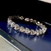Women Elegant Love Bracelet Simulated Moissanite Full Diamond Heart Bangle Stylish Jewelry