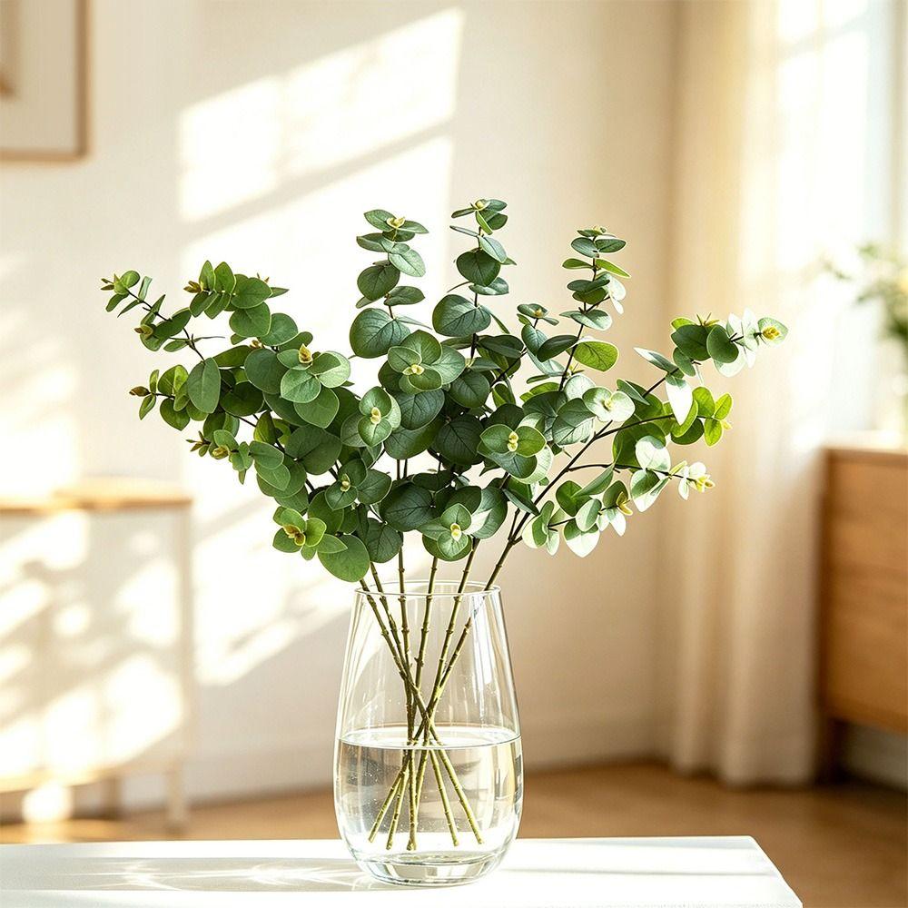 1Pcs Silk Fake Leaf Branch 75cm Silk Green Leaves Artificial Eucalyptus Leaf for Wall Decoration