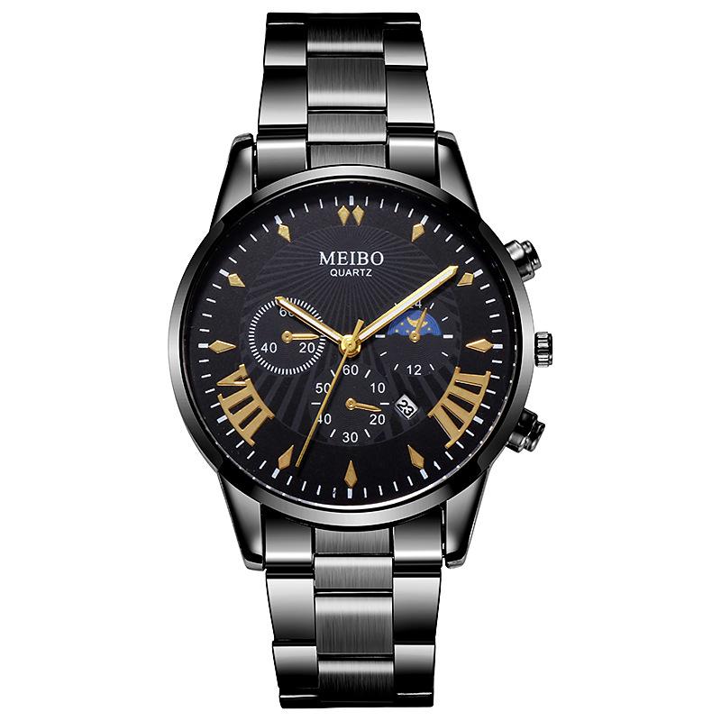 Fashion Business Three-Eye Watch Steel Belt Versatile Leisure Outdoor Hand Watch Quartz Watch