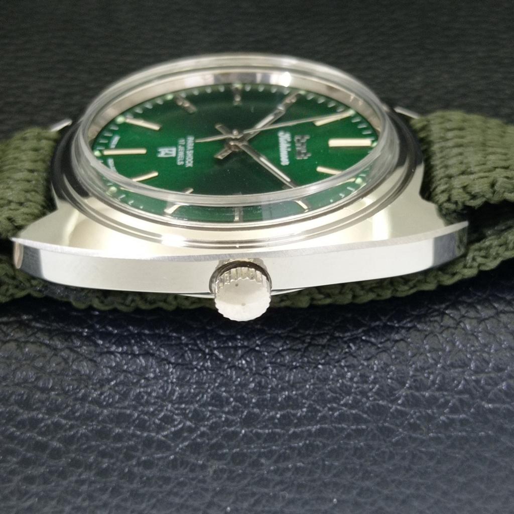 INDIAN VINTAGE HMT KOHINOOR HAND-WINDING MENS GREEN COLOR DIAL WATCH A440967-4 HT-a440967