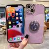 Finger Ring Bling Glitter Diamond Plating Color Bumper Phone Case For iPhone 14 Samsung Huawei Xiaomi Stand Holder Soft Silicone Shockproof Back Cover