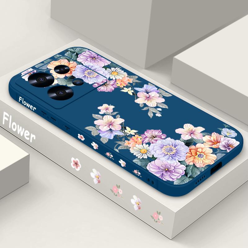 Для Xiaomi 13T Poco X7 F6 X6 Pro M6 C65 Redmi K70E 13C Note 14 13 Pro 12 11 чехол с цветочным узором мягкий TPU ремешок матовый противоударный тонкий чехол для телефона