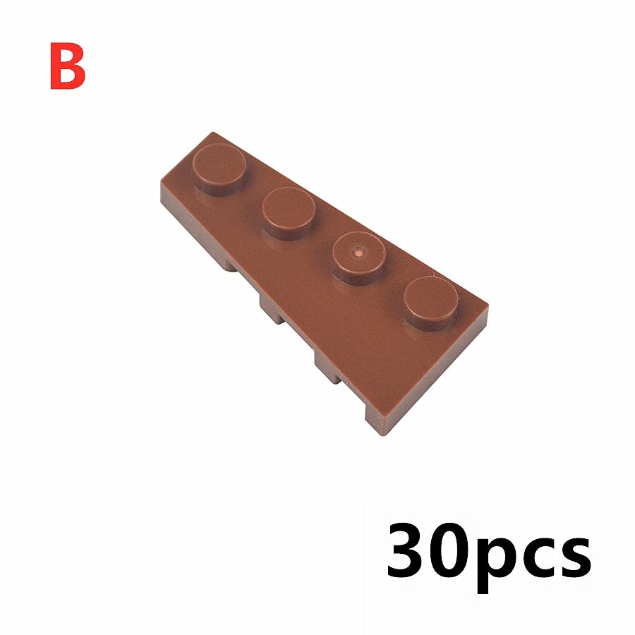 30Pcs MOC Wing Shape Wedge Plate 4 x 2 Left Right Building Blocks Puzzle Particle Bricks Toy Kid Gifts Compatible 41770 41769