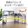 SANWA DIRECT Computer Monitor Arm 150cm Wide 90cm L-Shaped Desk, Compatible, + Wide, Wooden, White, 100-DESKH011W