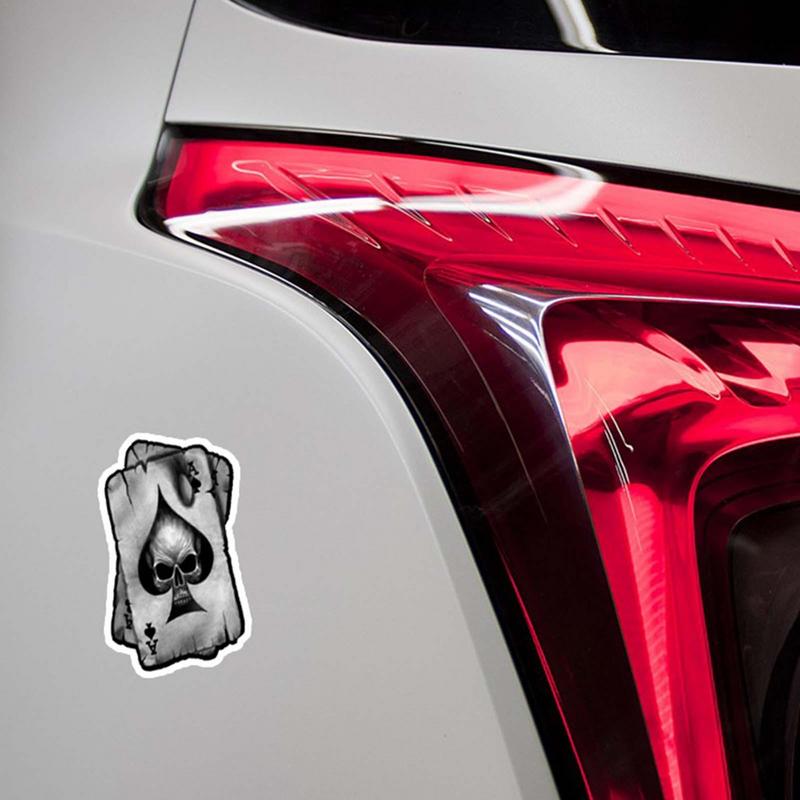 Наклейка на машину Покер Украшения для машины на Хэллоуин Внешний вид Страшный Игрок в покер Настенное искусство Карты Забавный Череп Пики Туз пик
