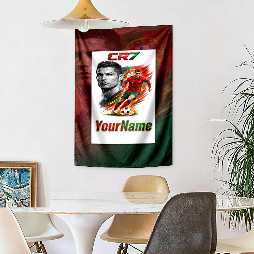 Cristiano Ronaldo Custom Your Name Wall Decor Tapestry Art For Pet Memorial Birthdaywedding Party Backdrop Family Gift