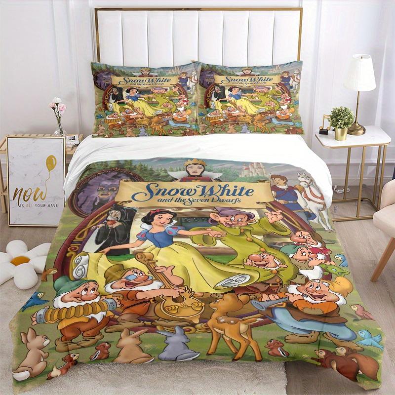 3pcs Snow White Dwarfs & Friends Print Cover Set Ultra Soft, Breathable, and Comfortable Bedding with Stylish Design for Bedroom and Guest Room D