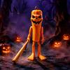 Pumpkin with Baseball Bat 3D Printed Articulated Stick Figure Ornament Accessory, Movable Joints Halloween Atmosphere Props Statue, Action Figurine