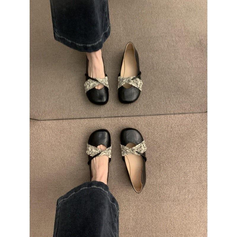 Французские туфли-балетки с круглым носком и плоским дном, женские, новинка 2024 года, французские туфли Doudou для легкого вечернего ветра