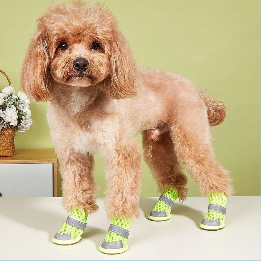 4pcs/set Wear Resistant Pet Mesh Boots Breathable Dog Foot Covers Puppy Socks Shoes for Dogs Cats