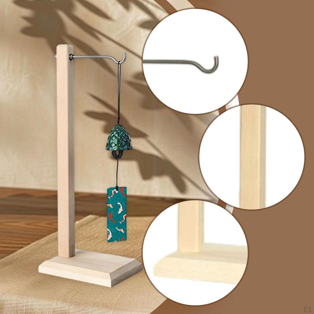 Декоративный деревянный держатель для колокольчика ветра Элегантное украшение с металлическим крючком Подходит для гостиной