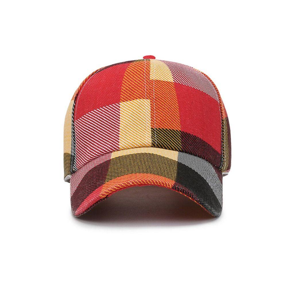 Outdoor Men Women Adjustable Sunscreen Hats Baseball Hats Sun Cap Plaid Caps