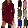 Women's Autumn And Winter New Solid Color Long-sleeved Irregular Round Neck T-shirt Long Dress