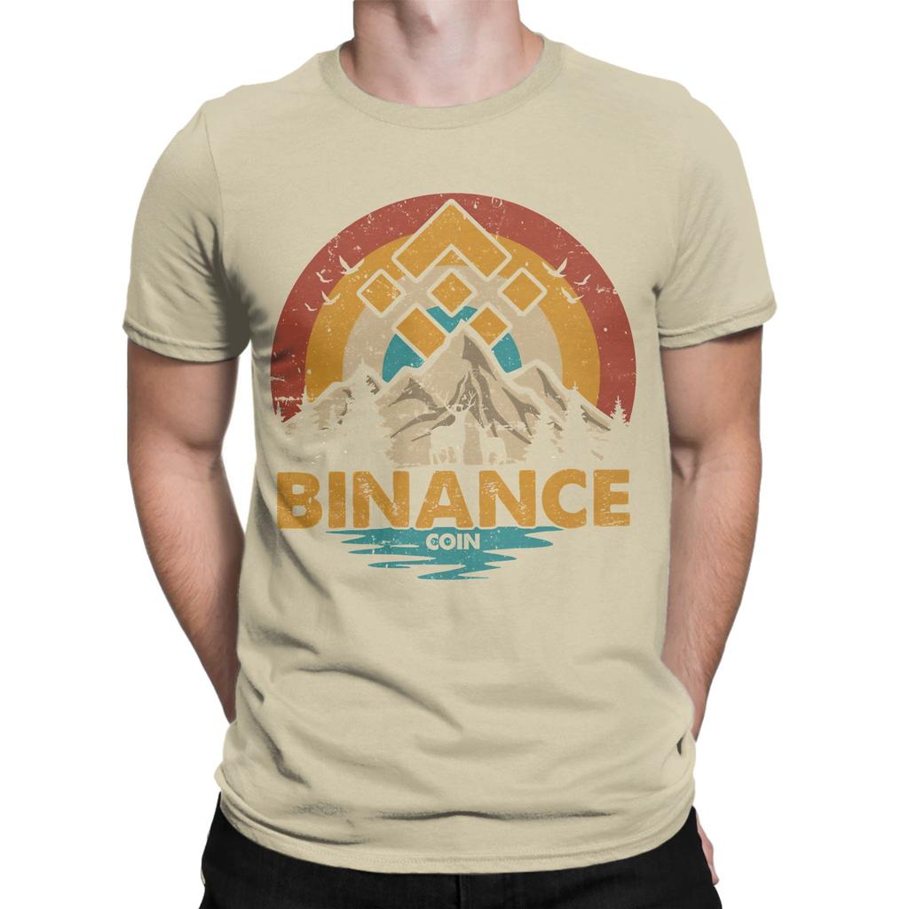 Vintage Retro Mountain Sunset Blockchain Cryptocurrency Funny Graphic 100 Cotton Tshirt Binance Bnb Tops Tees For Unisex
