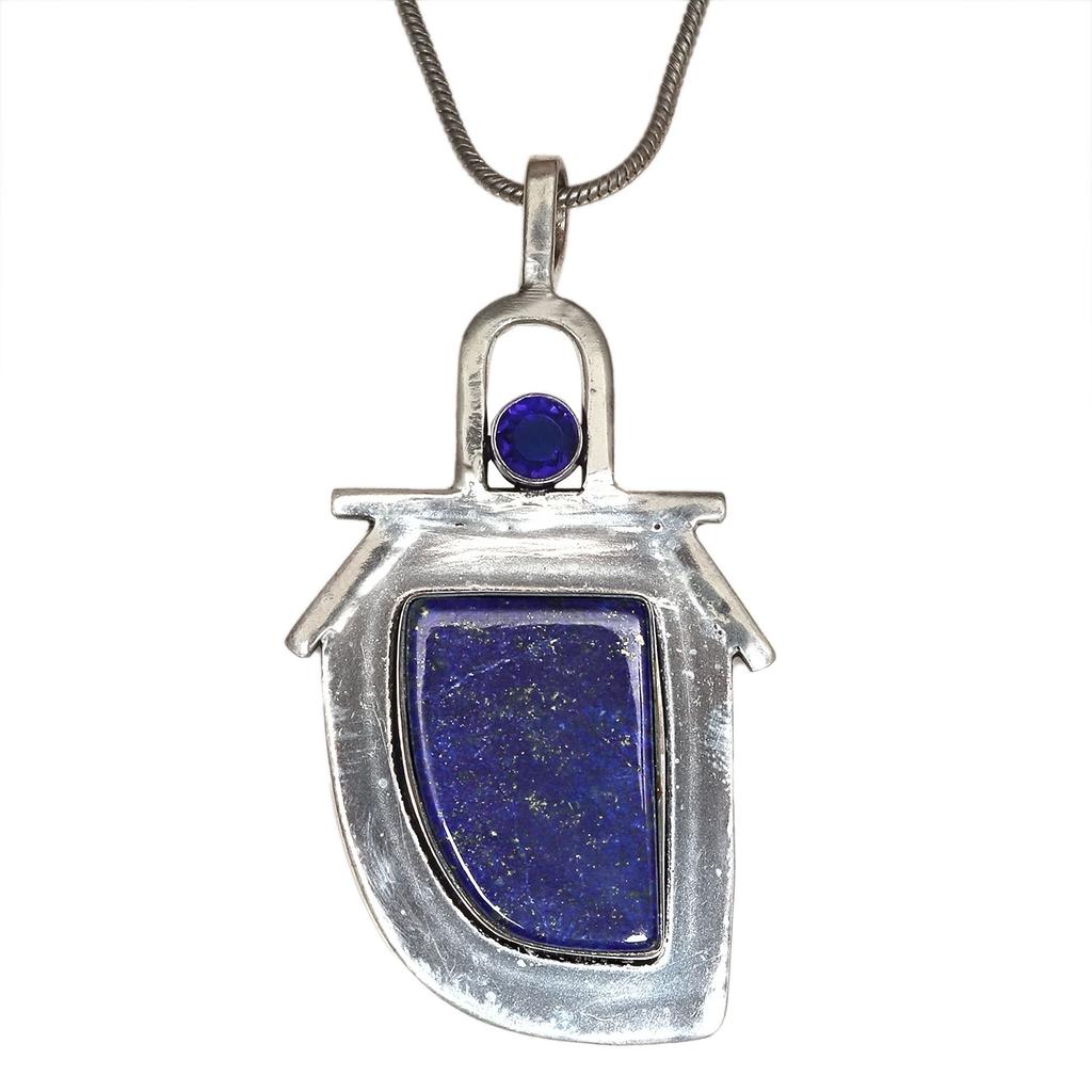 Pendant Lapis Lazuli Silver Jewelry 2.5" Gemstone Handmade Sterling Silver