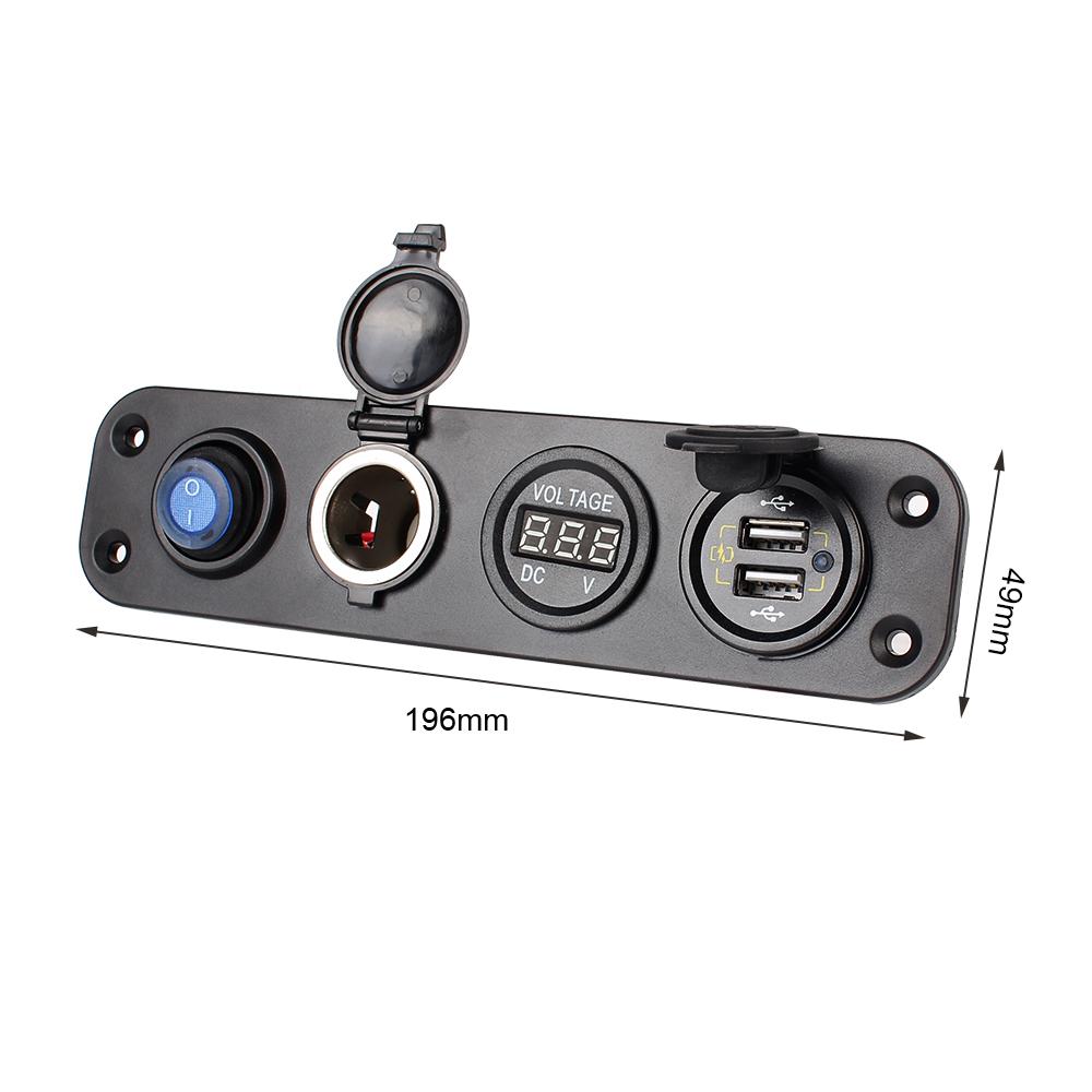 Dual USB Charger Power Adapter Digital Voltmeter QC 3.0 Car Charger Outlet Panel C Igarette Lighter Socket