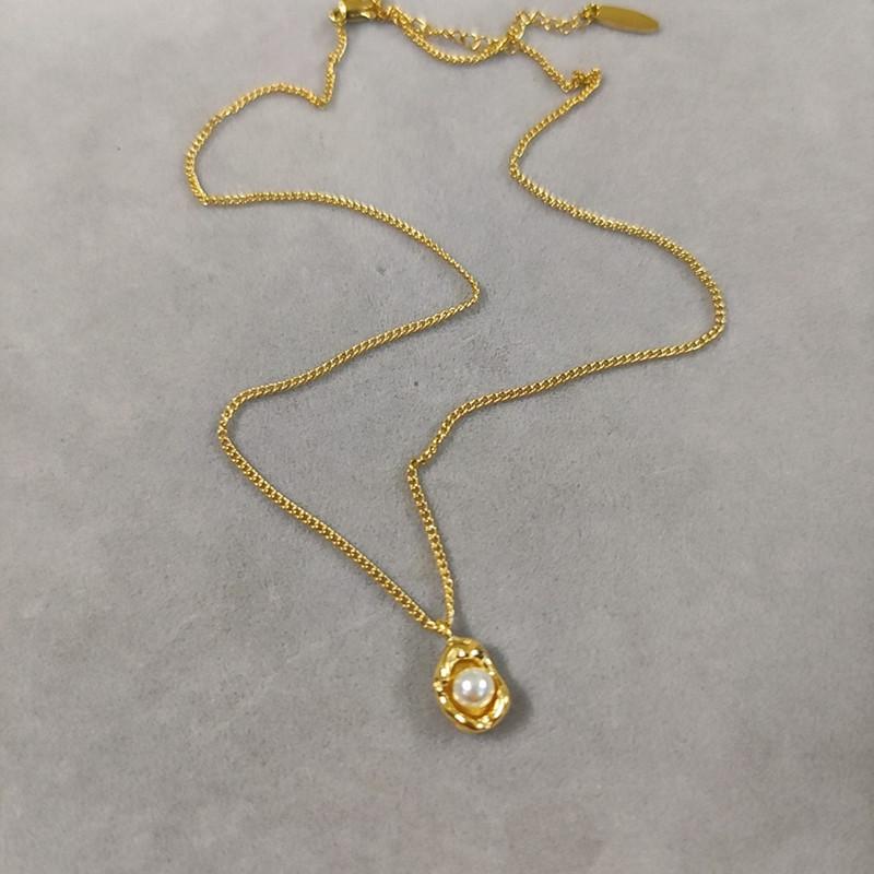Ramos collier à pendentif en forme de goutte de perle naturelle, élégant, breloque, plaqué or , chaîne délicate, à la mode, cade