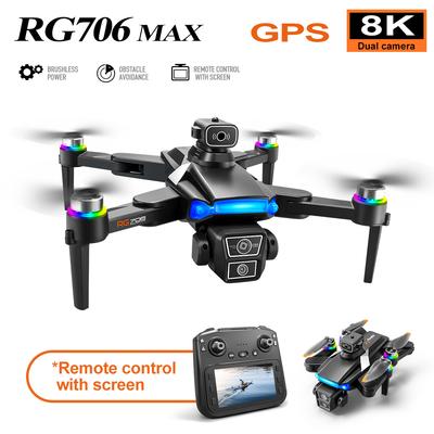 Оригинальный GPS-дрон RG706 MAX 5G с 4,5-дюймовым экраном, профессиональная 8K HD-камера, FPV-дрон, бесколлекторный, 360° интеллектуальное избегание препятствий, радиоуправляемый квадрокоптер БПЛА