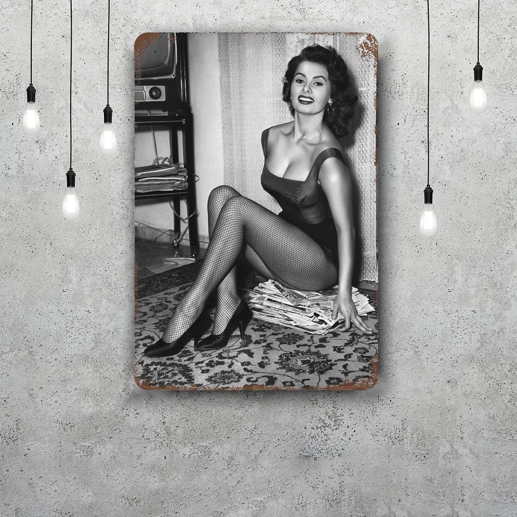 sophia loren Vintage Metal Tin Signs Posters Decor Retro Metal Plaque Wall Art Decor for Garage Bar