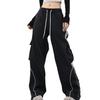 Женские ретро цветные блоки хип-хоп карго спортивные штаны - Свободные широкие штанины до пола