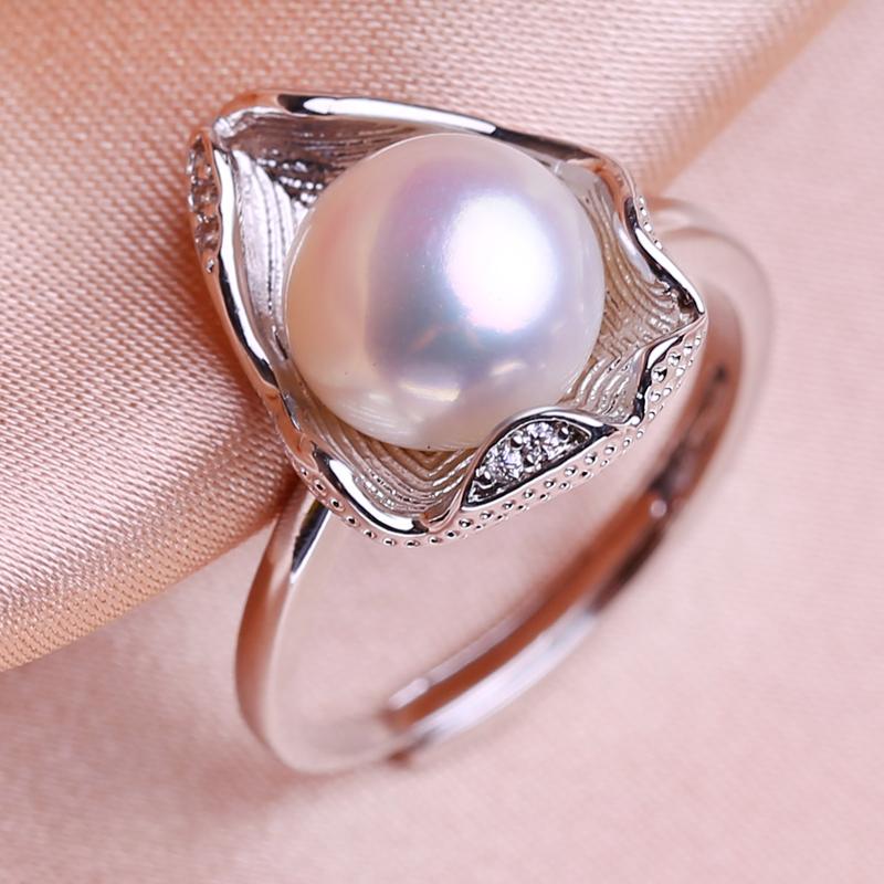 seniko Кольца с натуральным пресноводным жемчугом для женщин, модное женское кольцо с кубическим цирконием и CZ, ювелирные изделия с жемчугом, регулируемое кольцо