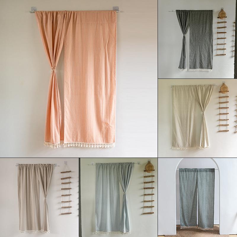 Japanese Style Cotton Linen Fabric Partition Door Curtain Kitchen Entrance Curtain Drape Living Room Bedroom Door Half Curtain