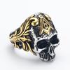Fashion Rings 316L Stainless Steel Skull Ring Gold Color Freemasons Punk Vintage Biker Gothic Jewelry Accessories