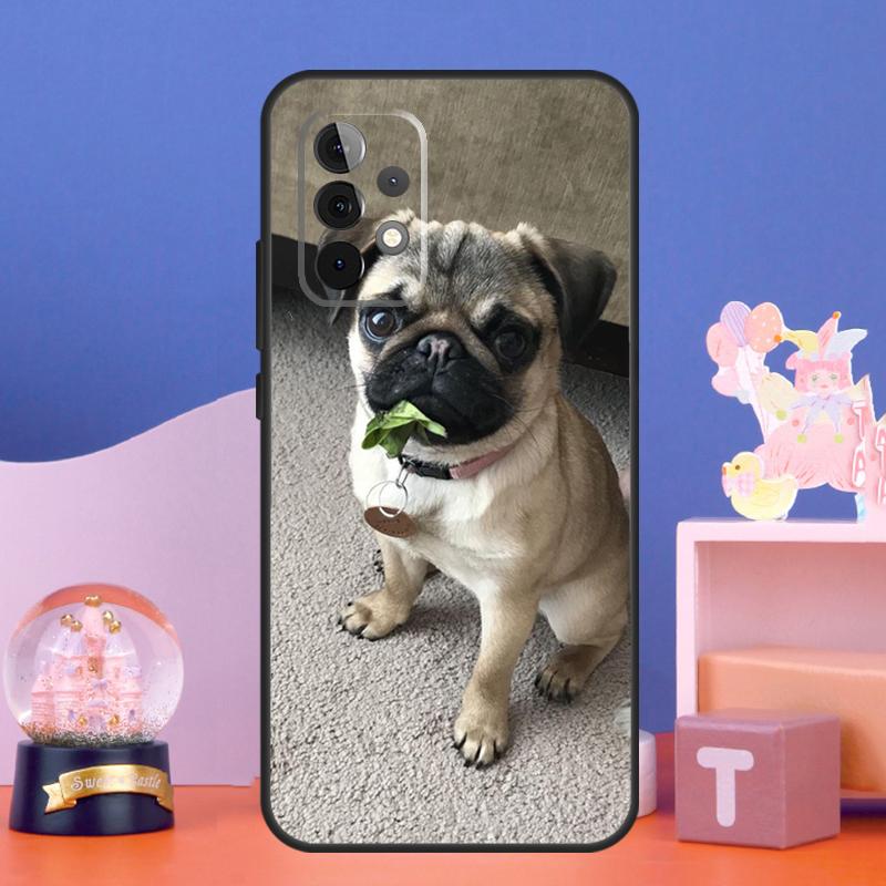 Милый чехол с собакой мопс для Samsung Galaxy A14 A24 A34 A54 A15 A25 A12 A22 A32 A52 A51 A71 A13 A33 A53