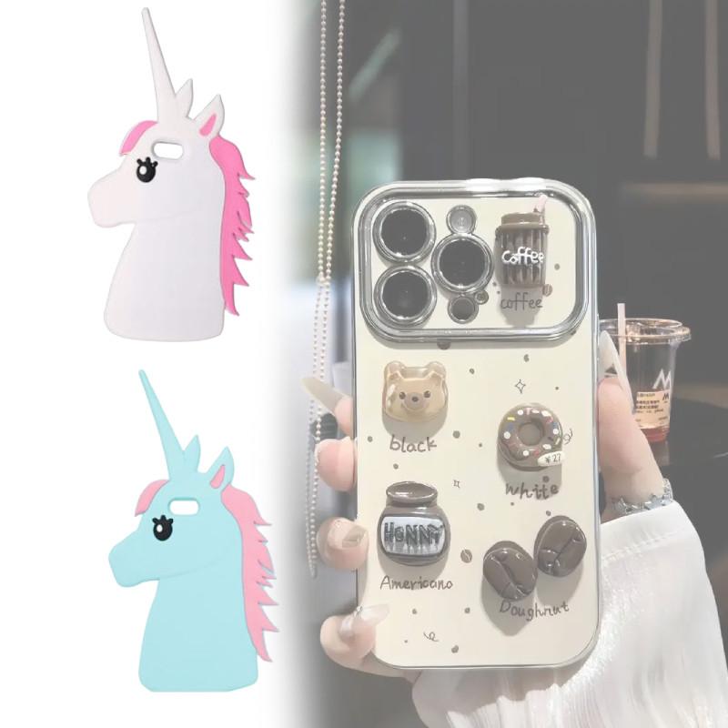 Iphone Silicone Case With Embossed Rainbow Horse For Creative And Cute Phone Protection