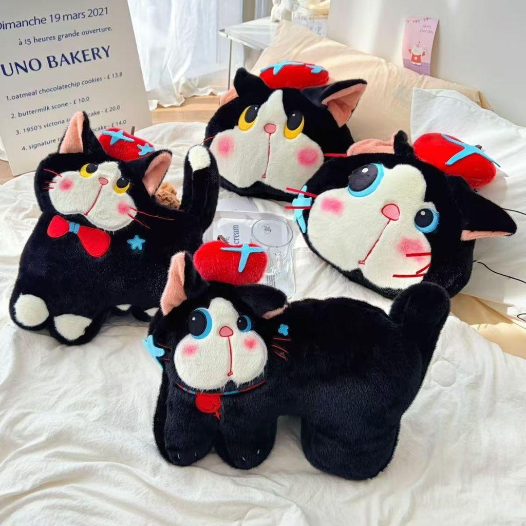 Плюшевая Подушка Черный Кот Мультяшная Мягкая Игрушка Подарок Для Декора Дома И Детей