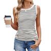 Womens Striped Ribbed Knit Tank Top - Round Neck Color-Block Design Slim Fit Casual Wear