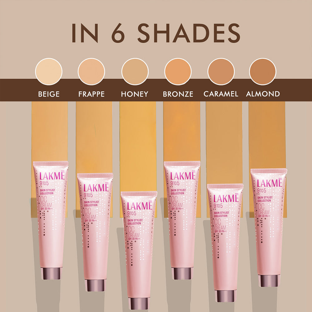 LAKME CC-крем для лица «9–5» для ухода за цветом лица, SPF 30, маскирует темные пятна и дефекты кожи, 30 г
