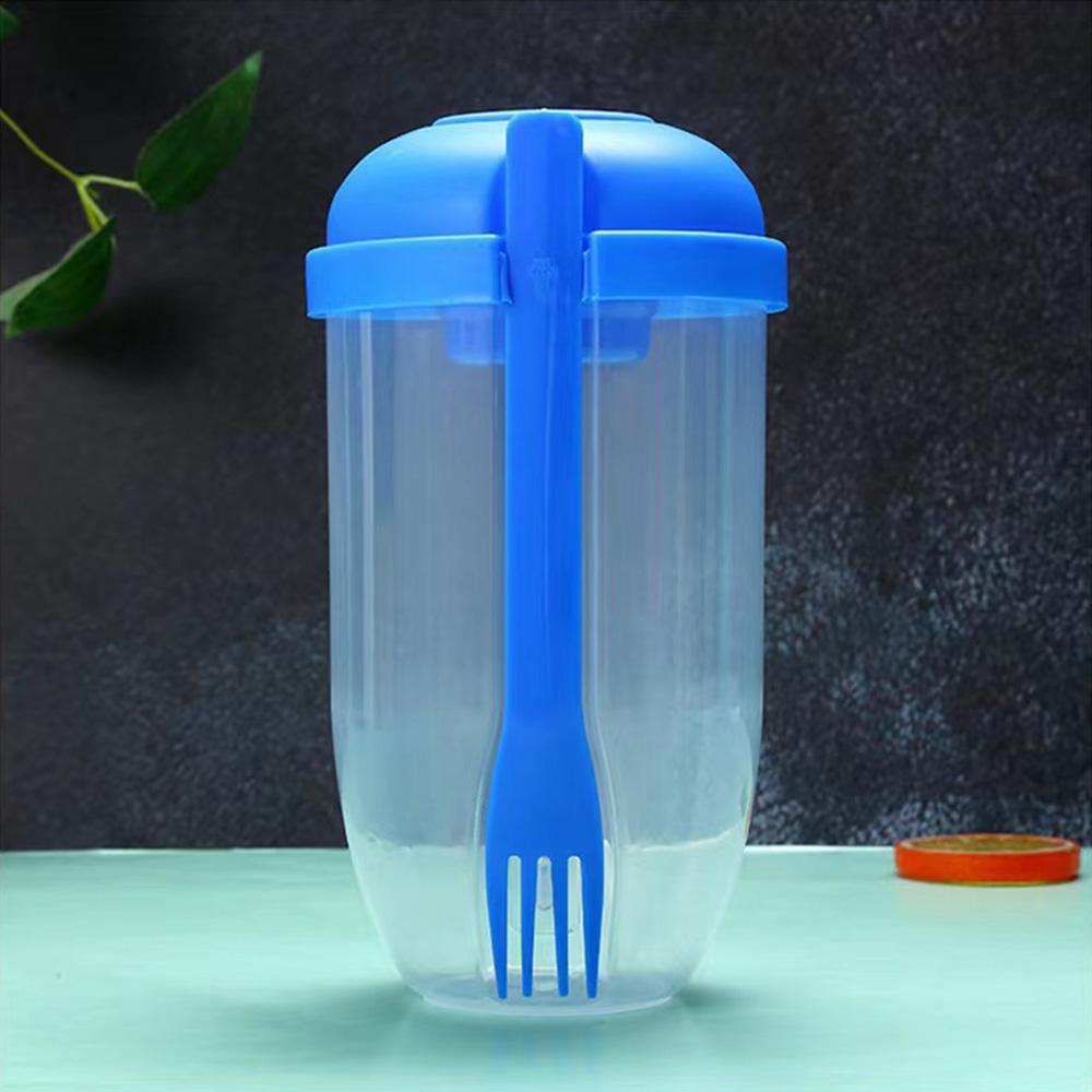 1LPortable Bottle Salad Cup Breakfast Oatmeal Cereal Nut Yogurt Bowl with Fork Sauce Cup Lid Bento Box Yogurt Storage Bowl Lunch