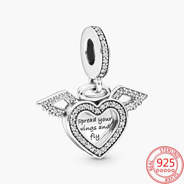 Подлинный 925 стерлингового серебра кулон в виде кошек и сердец, модный браслет в виде змеи, серебряный шарм для женщин, ювелирные изделия в подарок