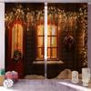 2Pcs Christmas Present Luxurious Christmas Decoration Curtains Festive Digital Print Holiday Decor Living Room Bedroom Kitchen