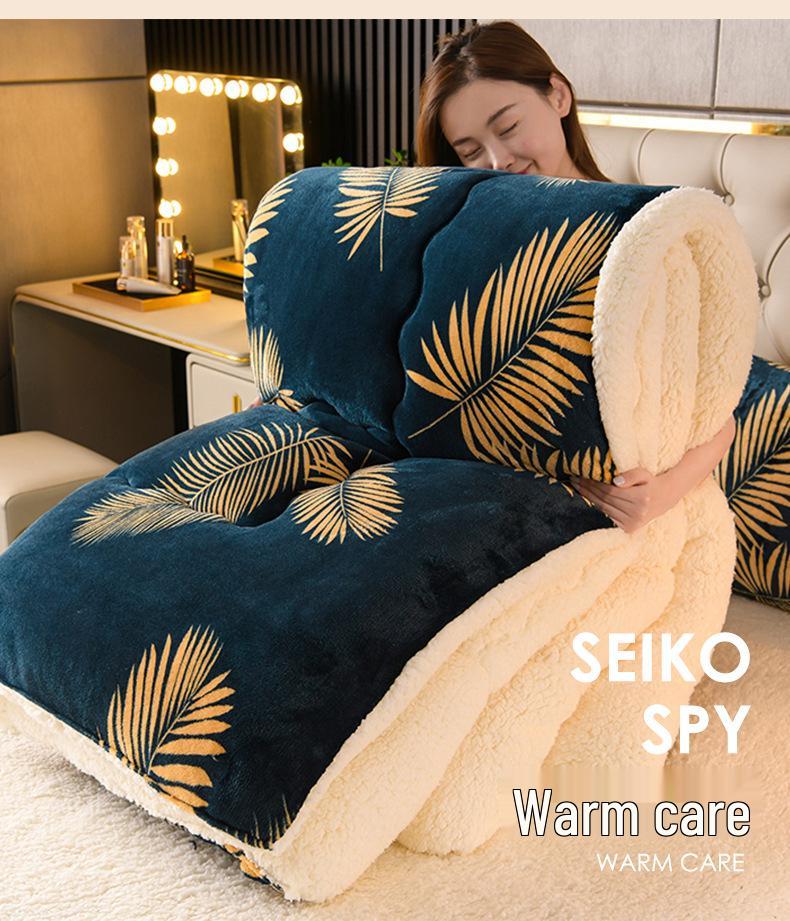 Зимнее фланелевое одеяло из овечьей шерсти: Толстый, теплый хлопок для односпальной кровати в общежитии