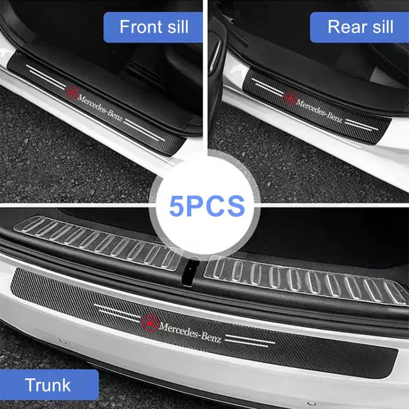 WAK3 1/4/5Pcs Carbon Fiber Car Door Sill Protector Stickers For Mercedes Benz CLS A200 GLK CLK A260 GLC Interior Mouldings MKTTZ-BENN